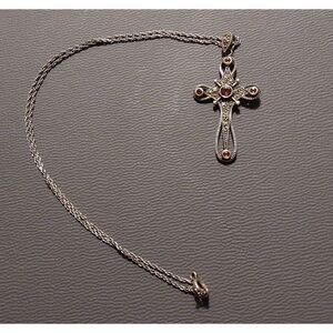 Elegant Silver Cross Pendant Necklace